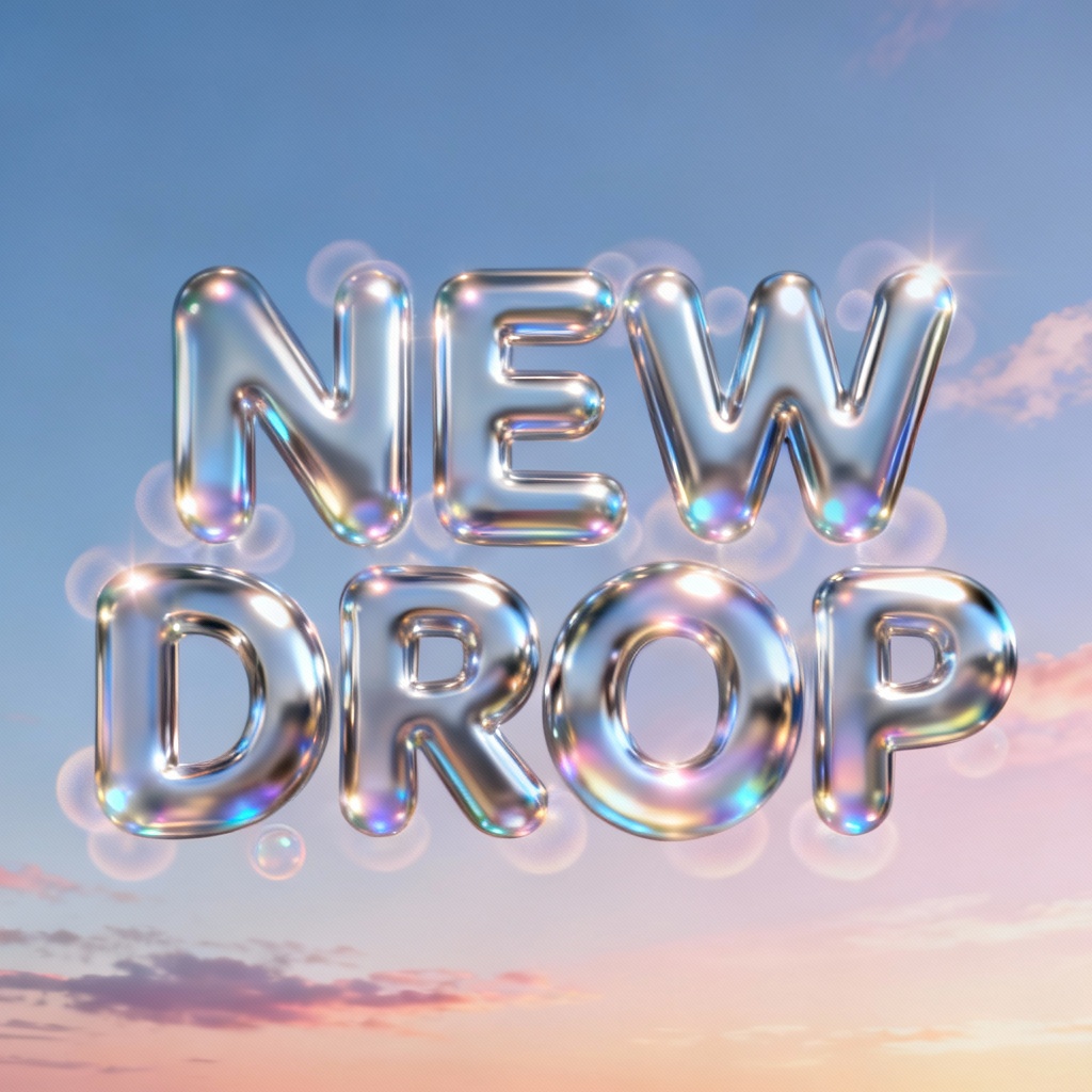 Y2K chrome — bubble letters