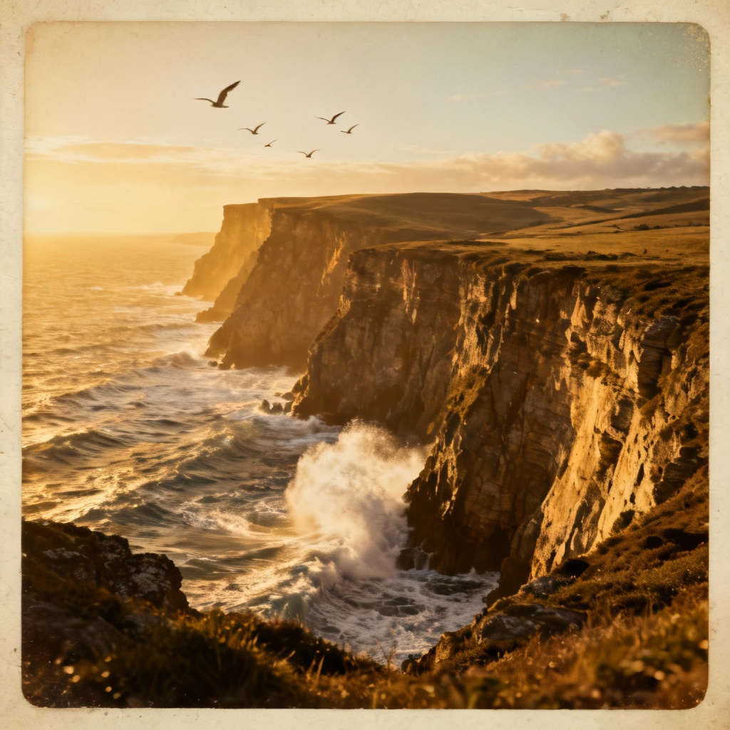 Travel postcard — coastal cliff