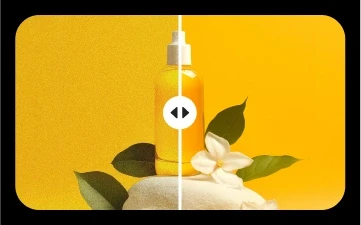 Before and after AI image noise reduction.