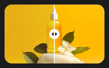 Before and after AI image noise reduction.