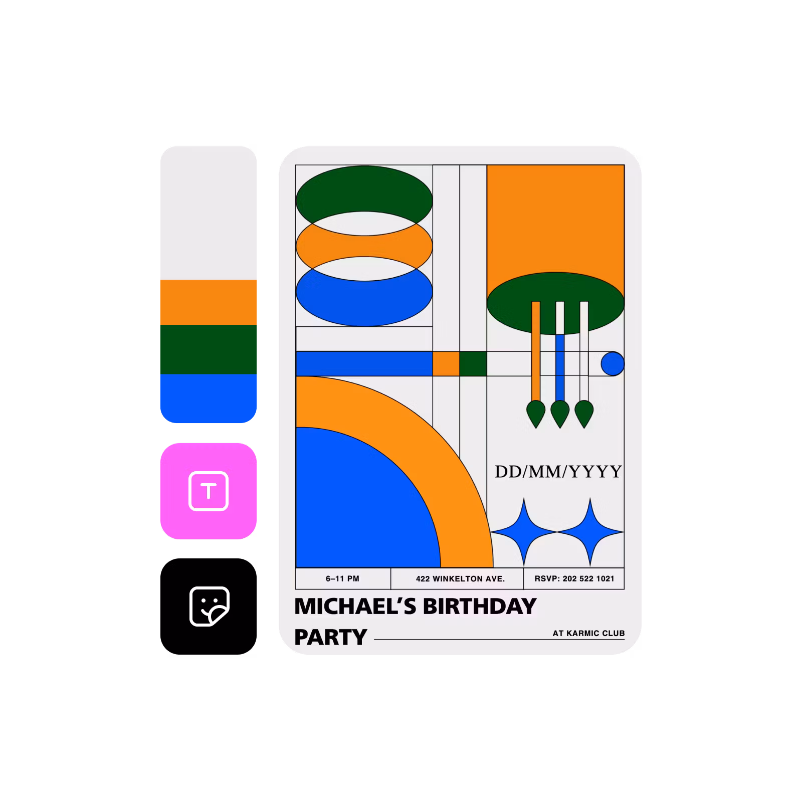 Fully customizable birthday card design tools