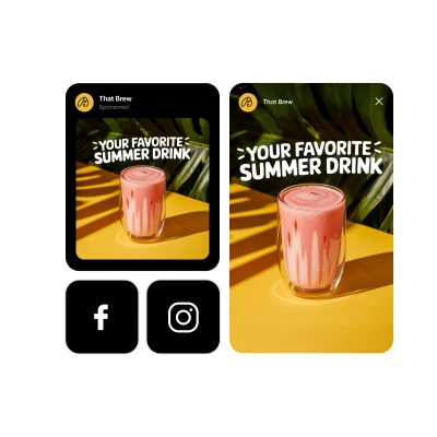 Ads formatted for Meta and Google placements