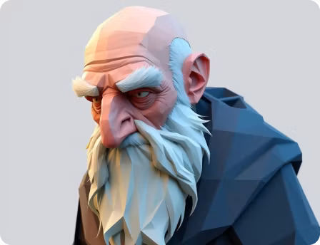 3d model of an old man with mustache