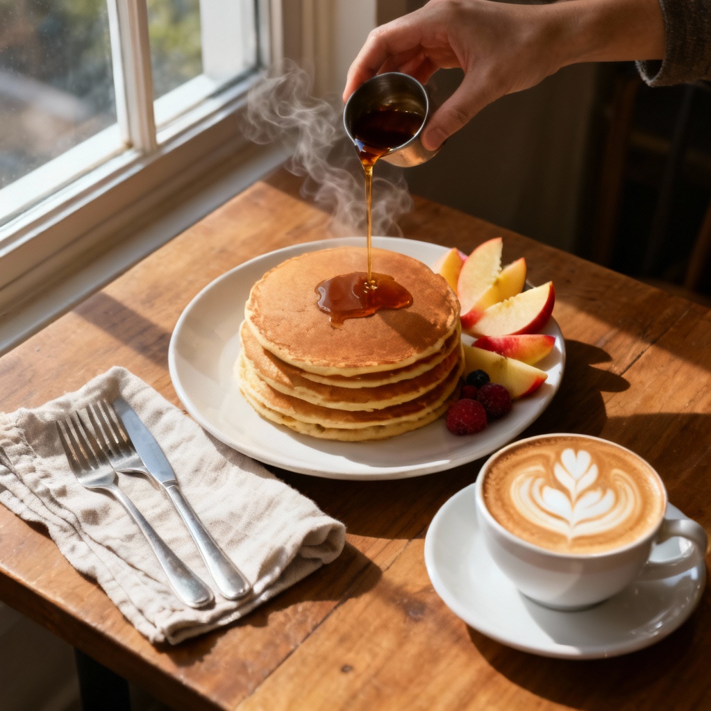 Food overhead — café brunch pop