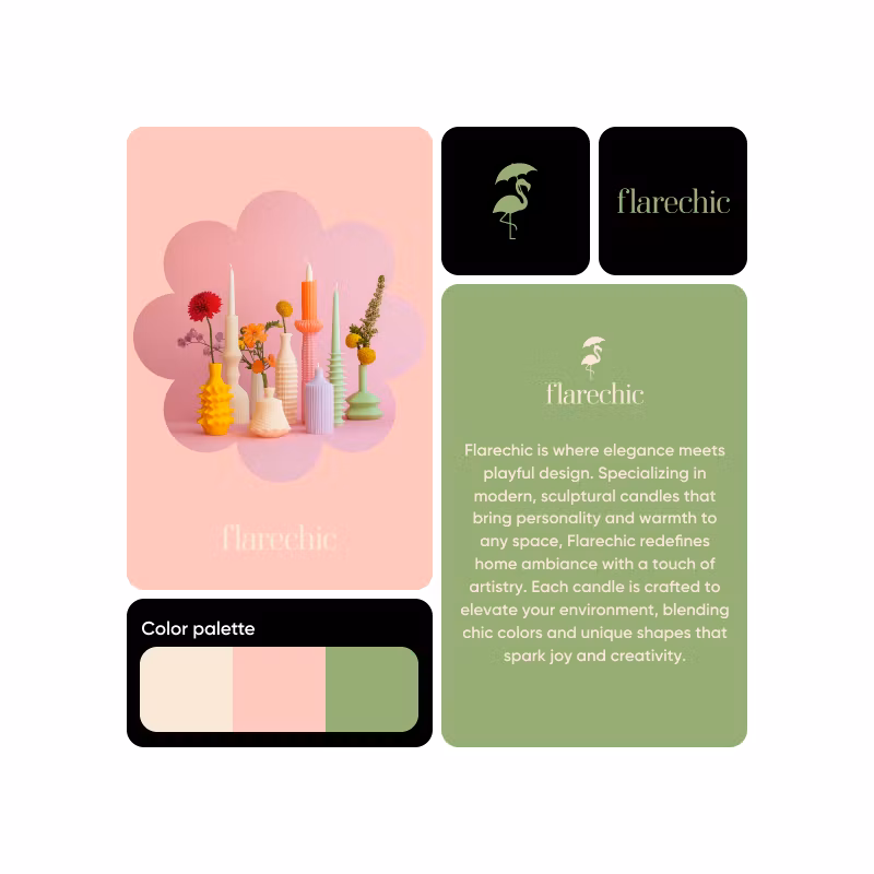 brand kit with colors combinations, fonts and logo