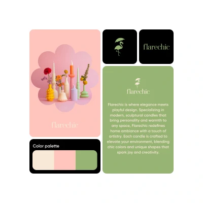 brand kit with colors combinations, fonts and logo