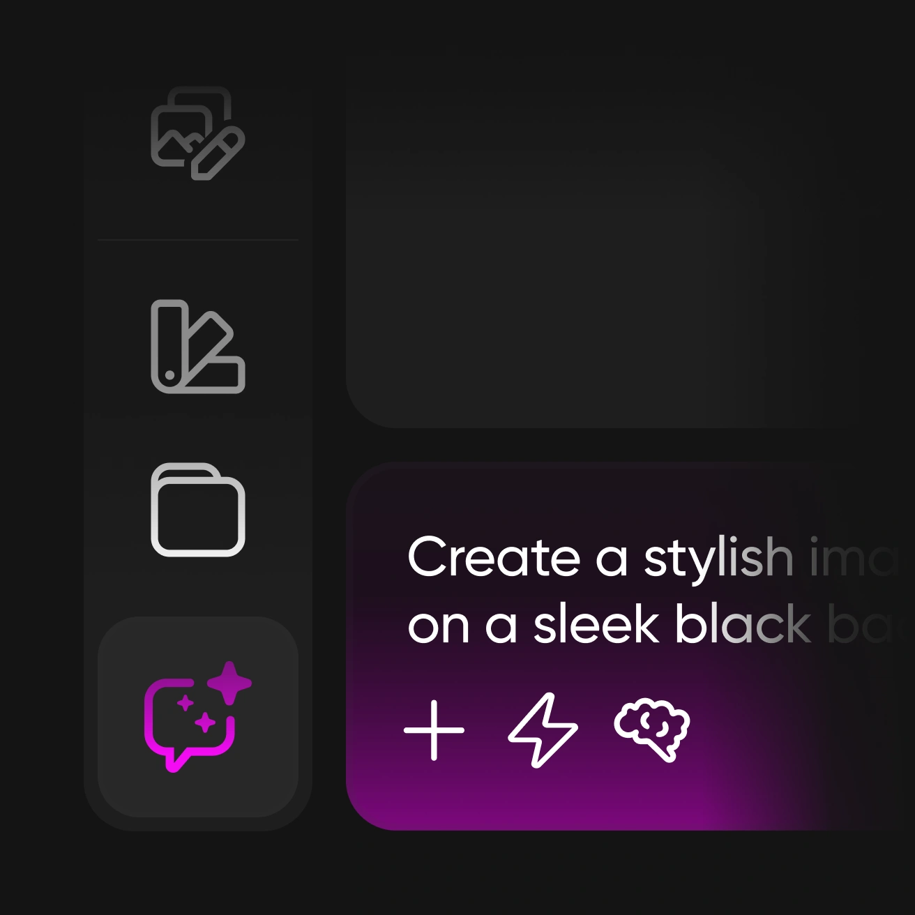 AI Assistant interface showing design generation capabilities