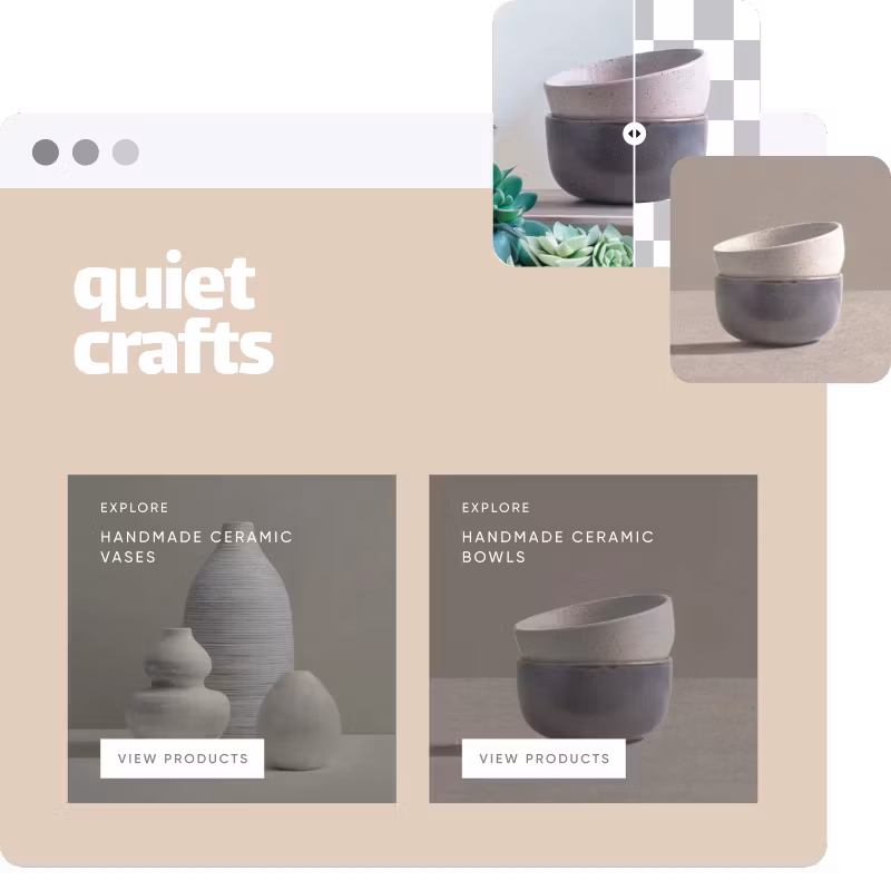 multiple e-commerce photo backgrounds generated in a similar style
